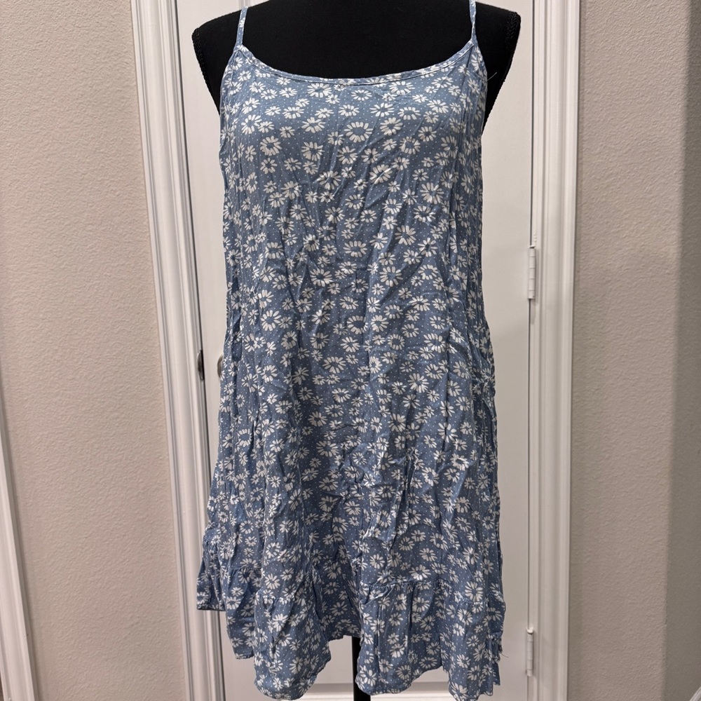 Wild Fable Blue Dress with White Floral Design